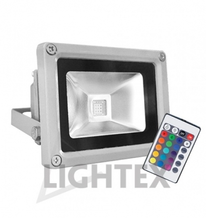 LED прожектор сребро 10W RGB с дистанционно управление IP65     504AL0030108