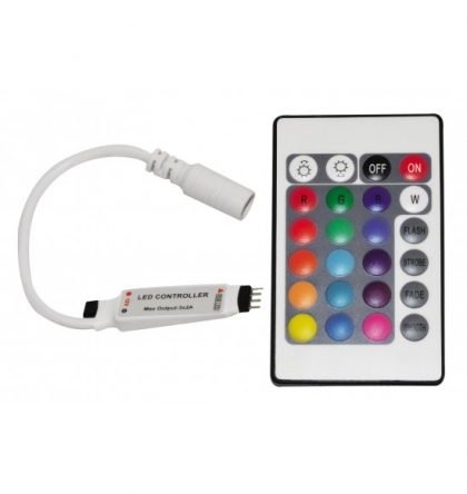 Инфрачервен контролер с дистанционно управление за RGB MINI 24 бутона 72W Lightex           908BA0010200