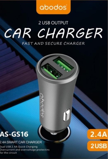 USB зарядно за автомобил 12-24VDC/5V 2,4A ЧЕРНО     AS-GS16