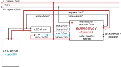 Електронен блок за аварийно LED осв. max 48W / 5W 3часа Lightex