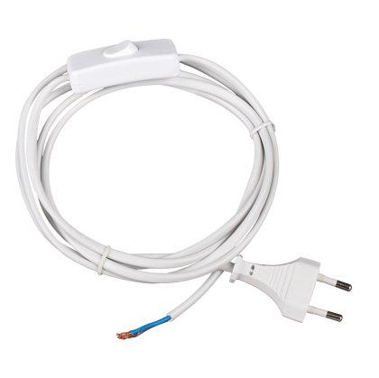Захранващ кабел с щепсел и ключ, бял, 1 бр.   ZKSTKW
