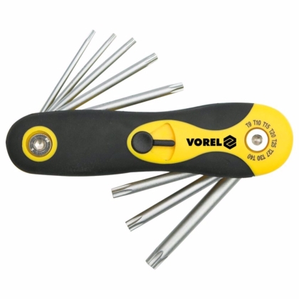 Сгъваем комплект имбусни ключета с топче VOREL, TORX, T9 - T40, 8 части