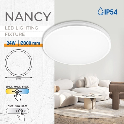 LED плафон NANCY LED ∙ 12W-18W-24W ∙ CCT-switch ∙ 3000K-4000K-6400K