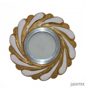 Луна стационарна кръгла стъкло бяло+злато LS300101 Ф100mm MR 16 Lightex   304AC0100360