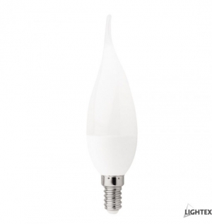 LED лампа Plastic. 5W 220V E14 B35 матирана  с извит връх WW 3000K Lightex          170AL0002829