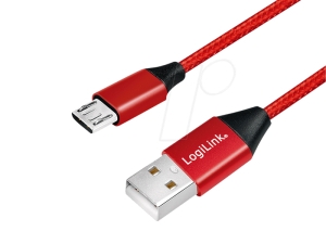 USB кабел micro B 1m  червен logilink     LOGILINK CU0152