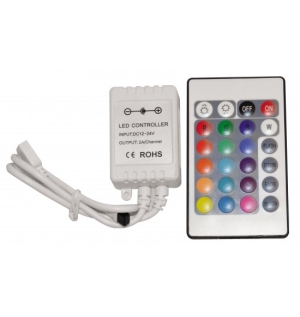 Инфрачервен контролер с дистанционно управление за RGB 24 бутона 72W Lightex            908BA0010050