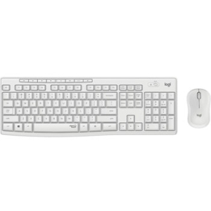 Комплект клавиатура и мишка Logitech , безжични, мултимедийни клавиши,  регулируема височина на клавиатурата, бели