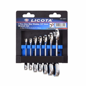 Комплект къси тресчотни ключове LICOTA, 72 зъба, SW 8 - 19 мм, 7 части