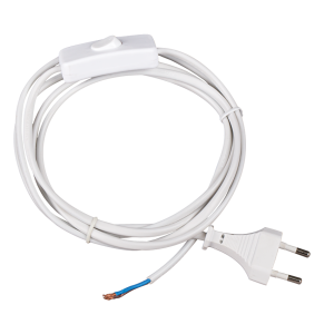 Захранващ кабел с щепсел и ключ, бял, 1 бр.   ZKSTKW