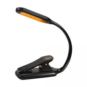 LED лампа за книга LUZ димируема 1.8W USB type-C IP 44 със щипка и гъвкаво рамо черна Lightex