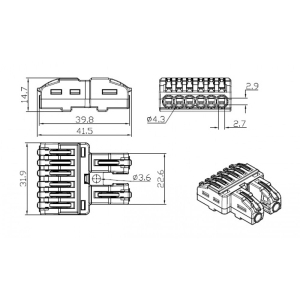 Клема бърза 2 към 6   32A 450V  0.08-2.5(4) mm2