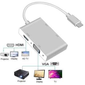 4 in 1 Type C to HDMI+ VGA+DVI+USB 3.0 Adapter