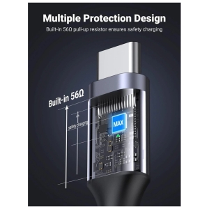USB кабел 1m 60W Type-C м./м.