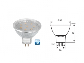 LED насочена лампа MOBI 230V, 3W, G5,3, 4000K     3717