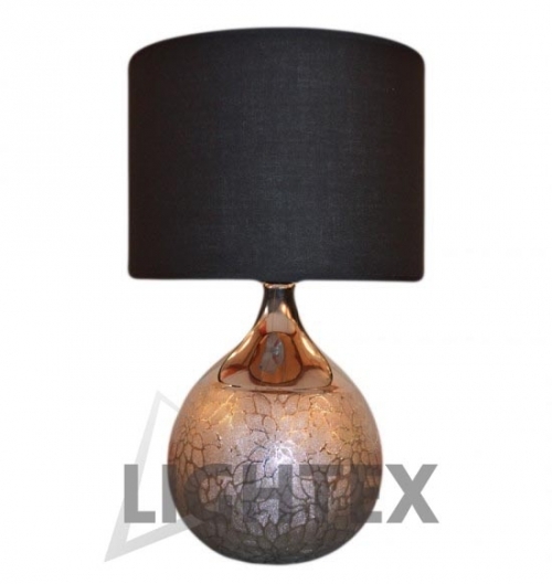 Настолна лампа LUX керамика сребърна основа+черна шапка  704RL0100011