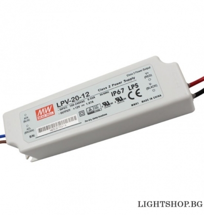 LED драйвър 20W 12V 0-1.67A IP67 MEAN WELL      906MW0002428