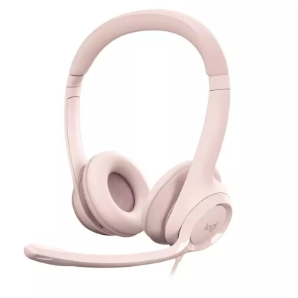 Слушалки Logitech H390, микрофон, 1.9 m кабел, розови