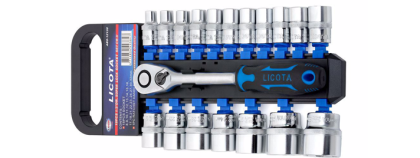 Комплект тресчотка и вложки LICOTA, 60T, 1/2", Super Lock, 8 - 32 мм, 19 части