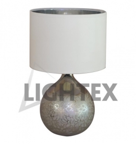 Настолна лампа LUX керамика сребърна основа+бяла шапка   704RL0100013