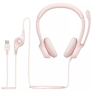 Слушалки Logitech H390, микрофон, 1.9 m кабел, розови