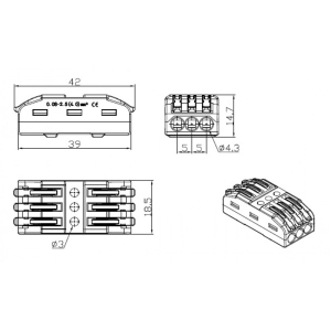 Клема бърза 3 към 3   32A 450V  0.08-2.5(4) mm2