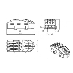 Клема бърза 1 към 3   32A 450V  0.08-2.5(4) mm2