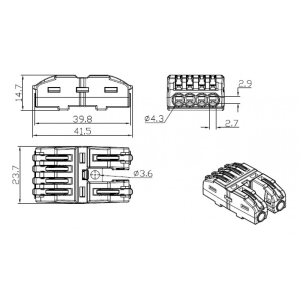 Клема бърза 2 към 4   32A 450V  0.08-2.5(4) mm2