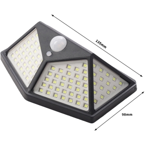 Соларен LED аплик за стена със сензор, 6W, 6500K, IP55