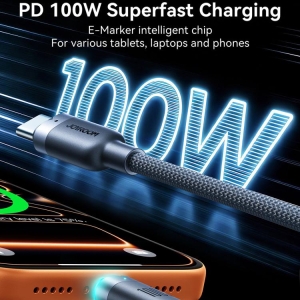 Кабел JOYROOM S-A63 Type-C to Type-C Auto Power-Off  100W 1.2 m